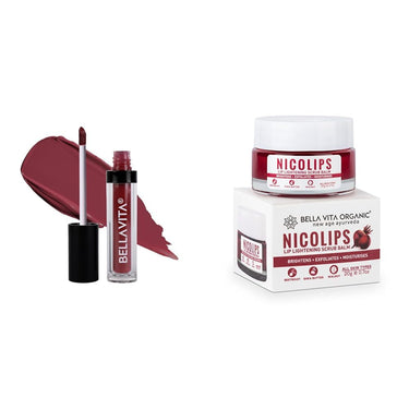Bella Vita Organic Kiss-Proof 4.5 Ml 18-Hr Stay Waterproof Matte Intense Moisturisation Berry Nude Nicolips Lip Scrub Balm Brightening Dark Lips For Dry Lips/Smoker/Chapped Lip